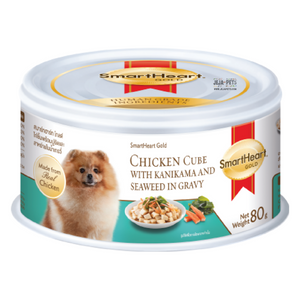 SmartHeart Gold Wet Dog Food Canned Chicken Cube with Kanikama and Seaweed in Gravy - 80g