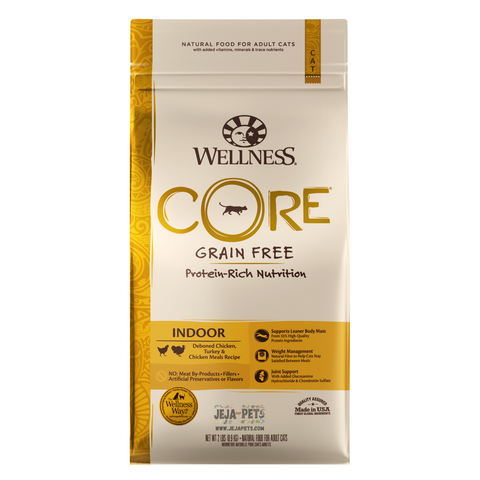 Wellness CORE® Indoor (Deboned Chicken, Turkey and Chicken Meals) Dry Cat Food - 907g / 2.26kg / 4.98kg