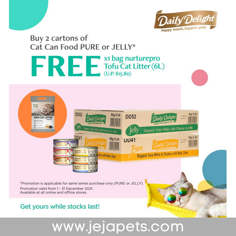 [PROMO: BUY 2 Cartons FREE NurturePro Tofu Cat Litter - 6L] - Daily Delight Cat Can Food Jelly Series 48 cans