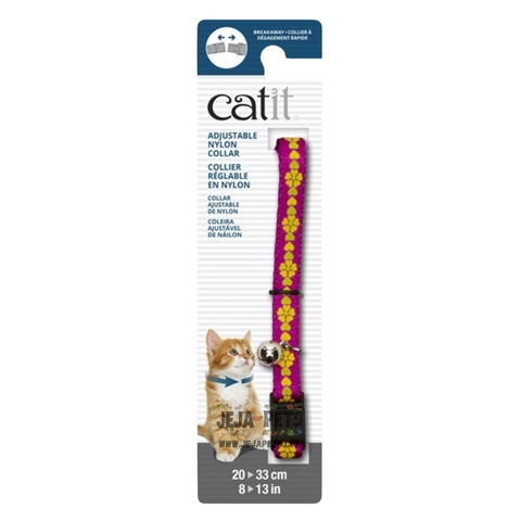 Catit Adjustable Breakaway Nylon Collar (Pink with Flowers) - 20-33cm