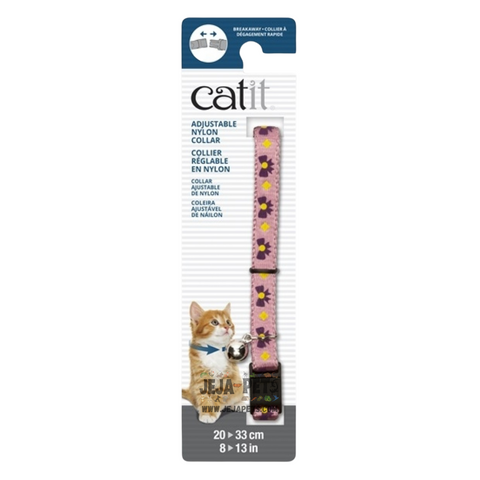 Catit Adjustable Breakaway Nylon Collar (Pink with Purple Bows) - 20-33cm
