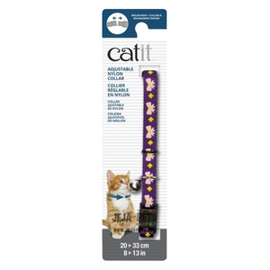Catit Adjustable Breakaway Nylon Collar (Purple with Pink Bows) - 20-33cm