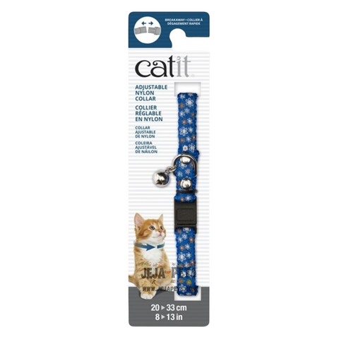 Catit Adjustable Breakaway Nylon Collar (Rivets Blue with Flowers) - 20-33cm