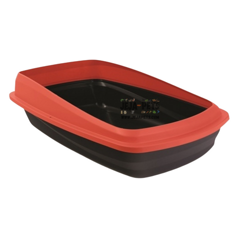 Catit Cat Pan with Removable Rim Large (Red & Charcoal) - 43 x 57 x 22 cm