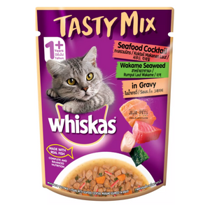 Whiskas Tasty Mix Seafood Cocktail with Wakame Seaweed in Gravy - 70g